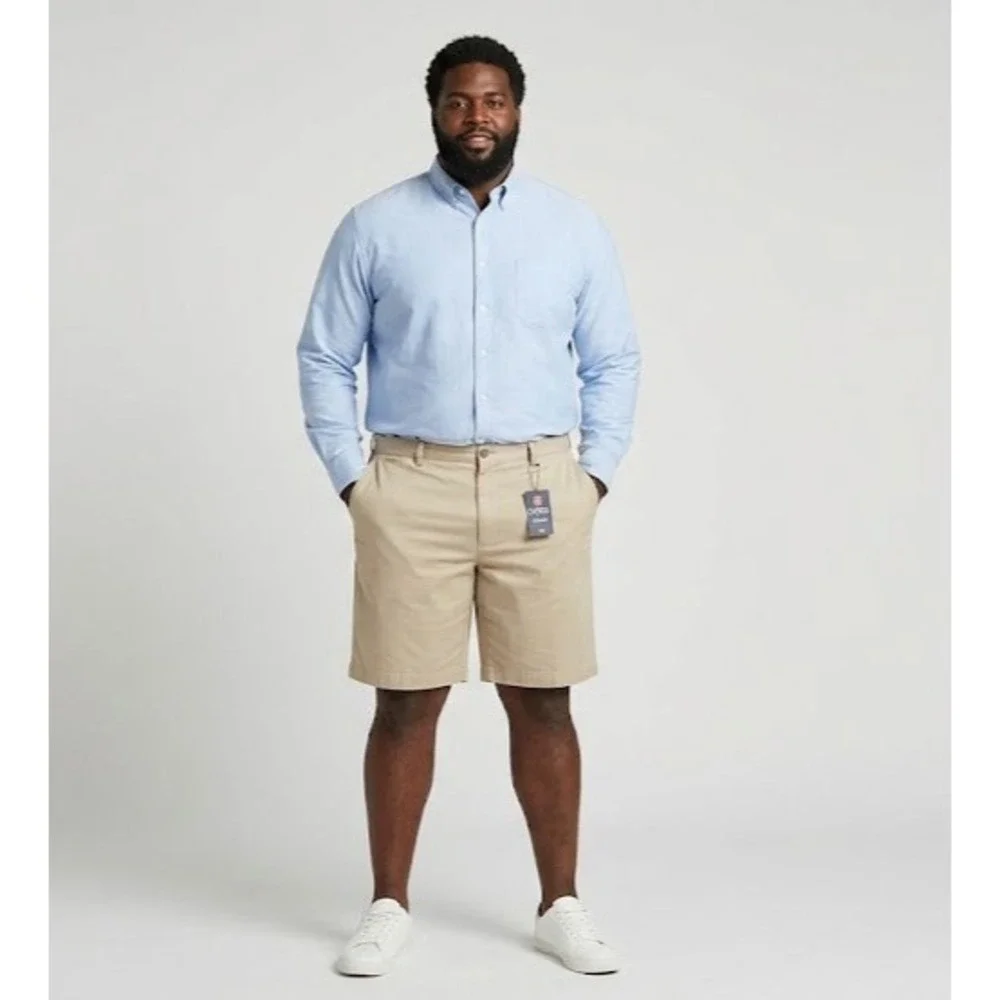 Chaps Ralph Lauren Mens 42 Chino Shorts Khaki Classic Fit‎ Flat Front Pockets